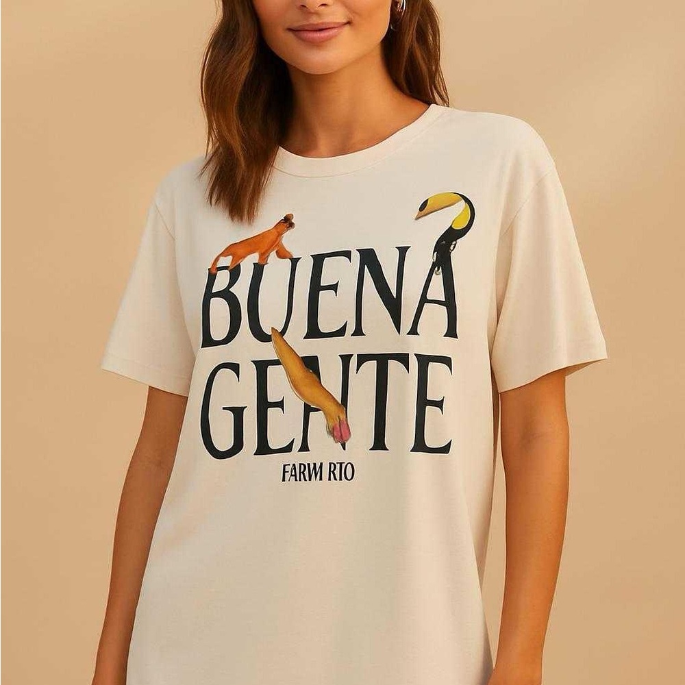 FARM Rio Cream Tee with Graphic Design